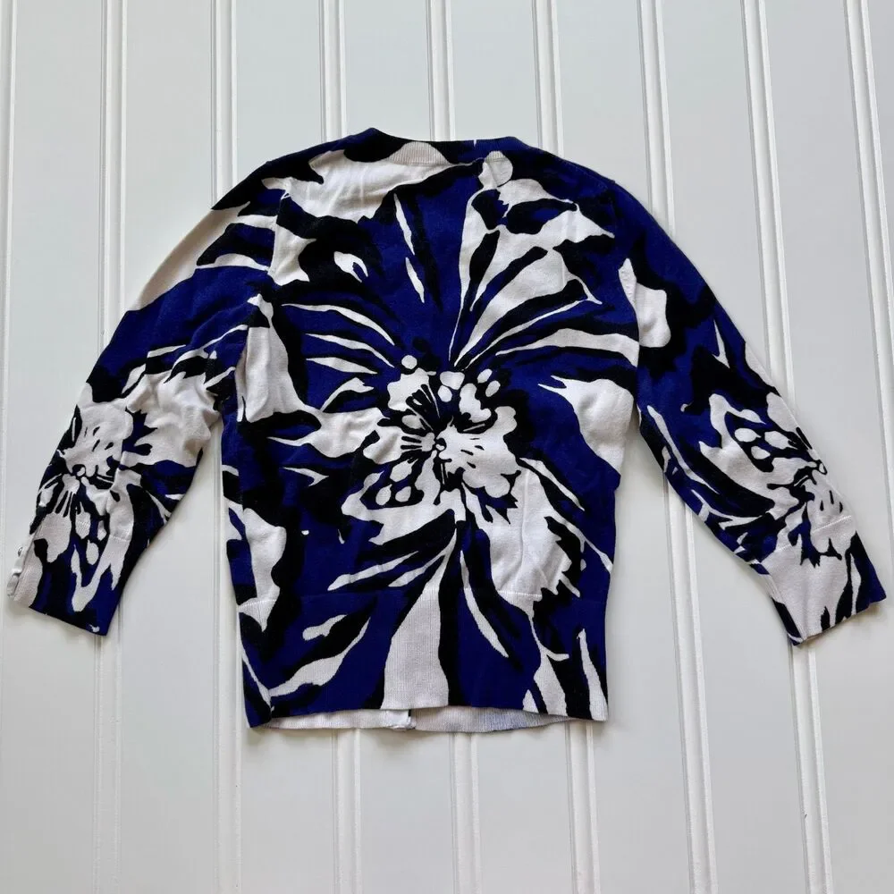 Express Design Studio Floral Print 3/4 Sleeve Cardigan Sweater